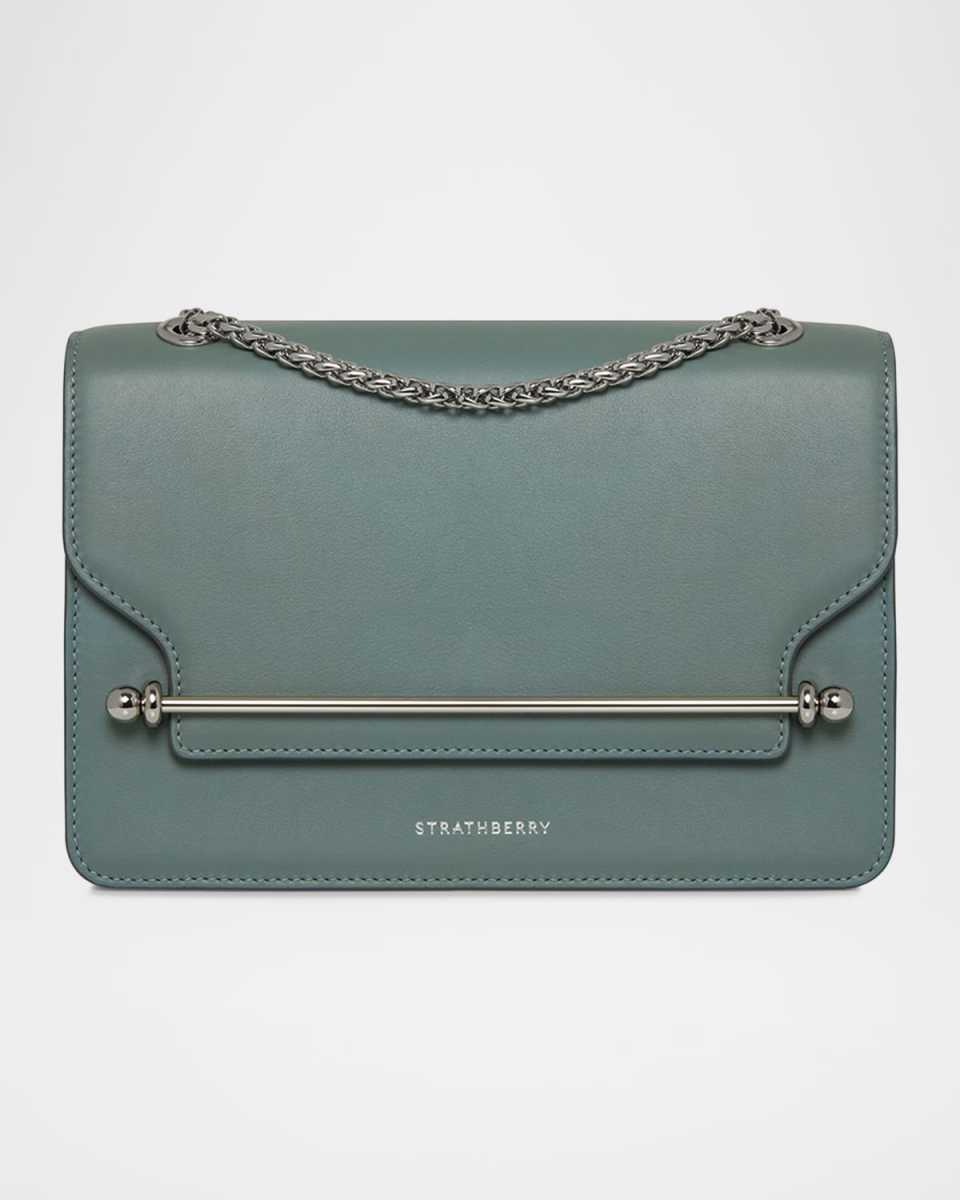 East-West Flap Leather Chain Shoulder Bag